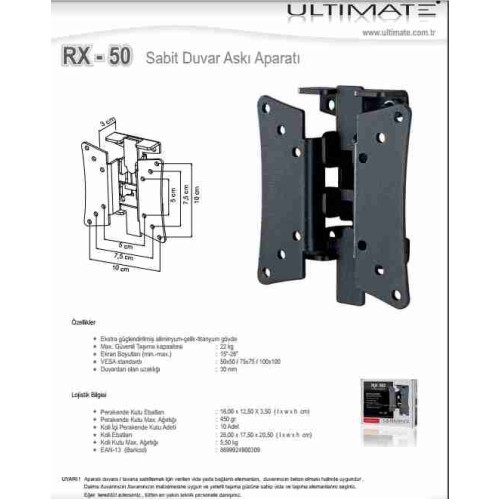 ARN RX-50 15" - 26" ARASI LCD TV için DUVAR ASMA APARATI