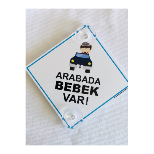 Akın Otomotiv/dikkat Arabada Bebek Var/pleksi Ikaz Levhası 15x15 Cm/ Arabalı Erkek Çocuk