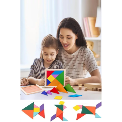 Ahşap Tangram Zeka Gelişim Eğitici Oyuncak Mini Boy 7x7 Cm