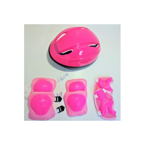 Kask Dizlik Dirseklik Eldiven Koruyucu Çocuk Set Pembe