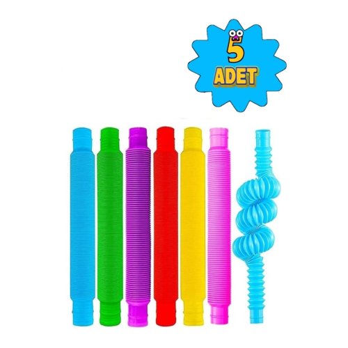 5'li Pop Tubes Stres Giderici Popit Fidget Eğitici Oyuncak (5 ADET POP TUBE)