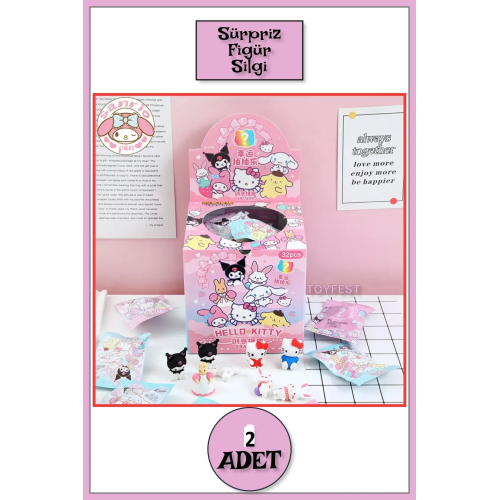 Sürpriz Kawaii Sanrio Silgi Figür Oyuncakları Hello Kitty - Kuromi - My Melody - 4 cm - ( 2 ADET )