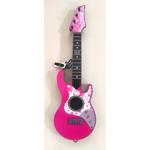 4 Telli Pembe Elektro Oyuncak Gitar Müzik Arkadaşım Çocuk Gitarı Akort Edilebilir 50 Cm.