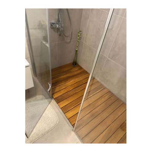 Iroko Duş Izgarası 50x50cm Ağaç Izgara Ağaç Duş Teknesi Deck Izgara Tik Izgara