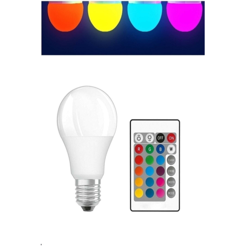 Renk Değiştiren - Led Ampul - Dimmerli 9w Rgb - Uzaktan Kumandalı Led Ampul Renkli Ampul