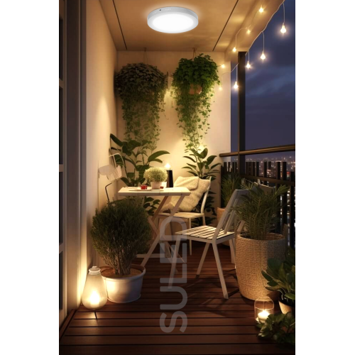 Sl-1028 Armatür 18watt Tasarruflu Sıva Üstü Beyaz Led Tavan Armatürü 22cm Banyo Mutfak Balkon Oda