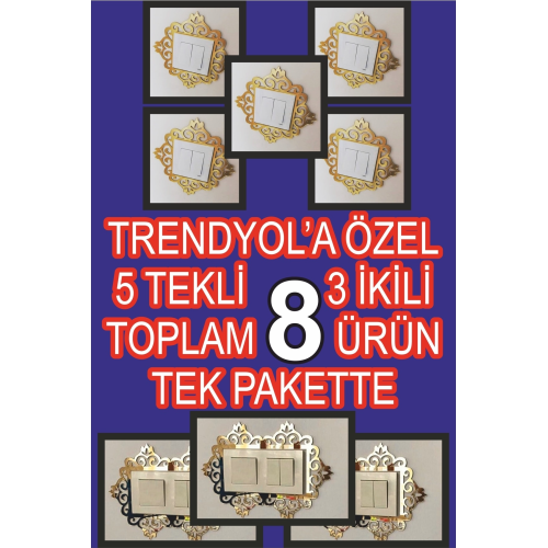 Pleksi Priz Çerçevesi 8'li Set