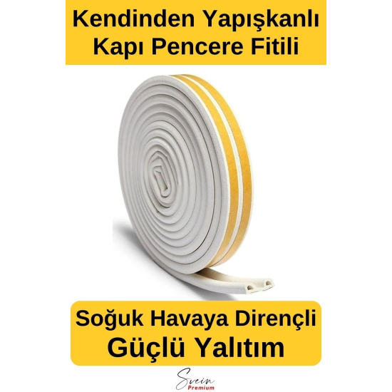 Kapı Ve Pencere Soğuk Izolasyon Bandı Fitili Kendinden Yapışkanlı Kauçuk Yalıtım Bant 2x10 = 20 Mt