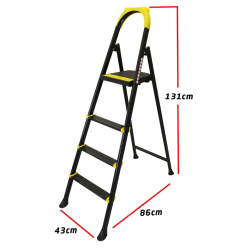 Leo Siyah Merdiven 3+1 Metal Basamaklı