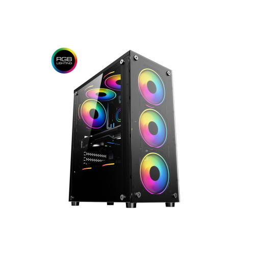 Clear 6 RGB Fanlı Temperli Cam Panel Boş ATX Bilgisayar Kasası Gaming Oyuncu Bilgisayar Kasası