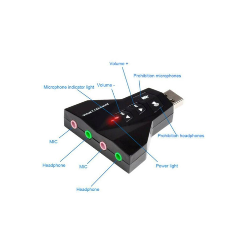 2100 7.1 Usb Ses Kartı 7 Kanal Destekli Kablolu Çift Audıo Çevirici Dönüştürücü Haricı Mikrofonlu