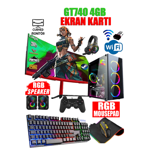 Nx9 (GTA 5) I5-2400,16gb Ram,256gb Ssd 500gb Hdd,4gb Gt740,24''masaüstü Oyuncu Bilgisayarı