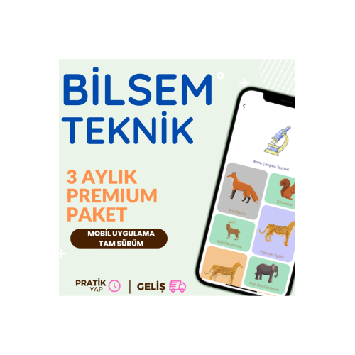 - Bilsem Sınavına Hazırlık Uygulaması - 3 Aylık Premium Paket