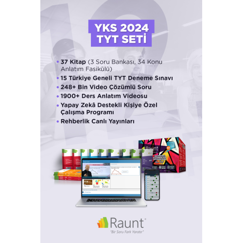 YKS 2024 TYT (38 Kitap,  Mobil/Web) Yapay Zekalı, Üniversiteye Hazırlık Seti