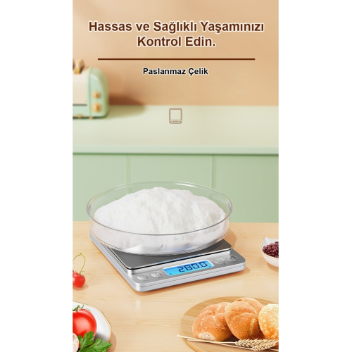 Dijital Hassas Mutfak Ve Kuyumcu Terazisi - 2000 gr./0.1 gr.