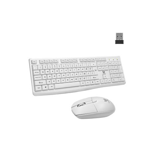 2.4 Ghz Wireless Kablosuz Sessiz Klavye Mouse Set 1600 Dpı Pilli Beyaz Pc Laptop Tv Uyumlu Türkçe Q