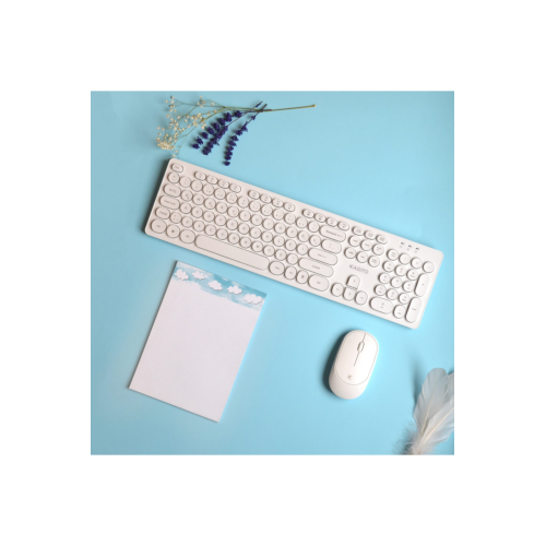 Retro Kablosuz Klavye & Mouse Set (white)