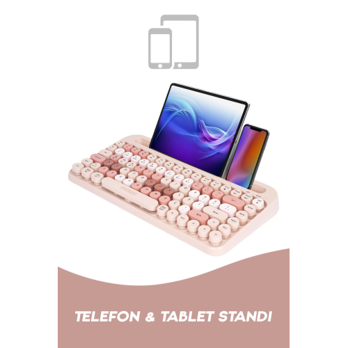 K-98 LATTE 2.4G+BT1+BT2 Mac Wın Ios Android Çoklu Cihaz Bağlantılı Kablosuz Bluetooth Klavye