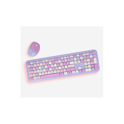 Pembe Kız Kalp Mini Karışık Renk Kablosuz Klavye Mouse Set Q Klavye