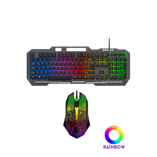 Rainbow Led Işıklı Metal Panel Gaming Oyuncu Klavye Mouse Seti