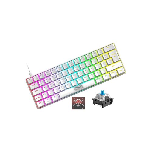 Trol Blue Switch Mini Rgb Oyun Klavyesi Gaming Mekanik 62 Tuşlu 18 Rgb Led Usb Tip-c Kablosu Beyaz