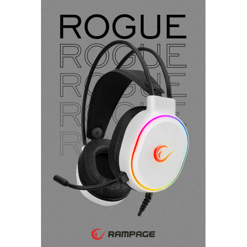 Rogue Beyaz Usb 7.1 Surround Rgb Ledli Gaming Oyuncu Mikrofonlu Kulaklık