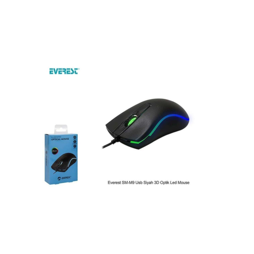 Sm-m9 Usb Siyah 3d Optik Led Mouse Kablolu