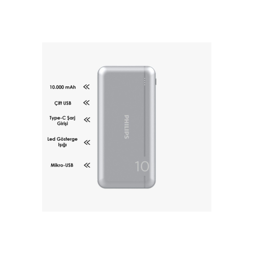 DLP1810NV 10.000 mAh Power Bank Gümüş (2 Çıkış)