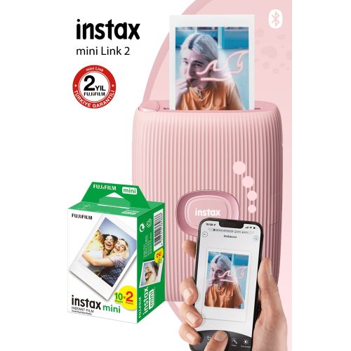 Instax Mini Link 2 Toz Pembe Akıllı Telefon Yazıcısı Ve 20'li Mini Film