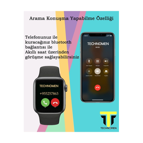 Akıllı Saat Plus +  Kablosuz Kulaklık Ikili Beyaz Set Ios Android Smartwatch