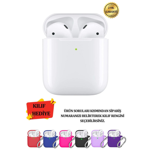 Beyaz 2.nesil Ios Android Uyumlu Kablosuz Bluetooth Kulaklık Karışık Renk Kılıf Hediyeli Airpods2