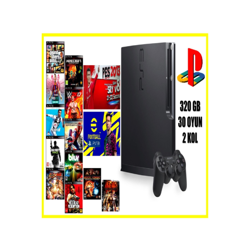 Ps3 Slim 320 Gb Oyun Konsolu 30 Oyun 2 Kol 12 Ay Garanti