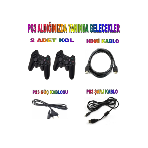 Ps3 Slim 320 Gb Oyun Konsolu 30 Oyun 2 Kol 12 Ay Garanti