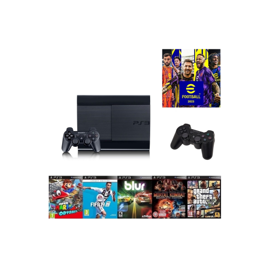 Sony Ps3 250gb + 2 Adet Sıfır Gamepad + 50 Oyun Pes 22 Türkçe Spiker, Çocuk Oyunları