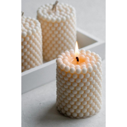 3 Adet Bubble Silindir Mum Pudra Kokulu Pearl Candle Soya Wax Vegan Mum