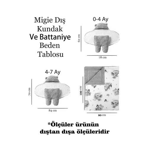 0-4 Ay Bebek Dış Kundak Uyku Tulumu Kıvırcık Wellsoft Peluş Bej