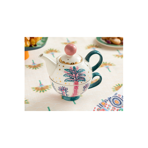 Love Wish New Bone China Demlik Seti 400 ml Pembe - Mavi