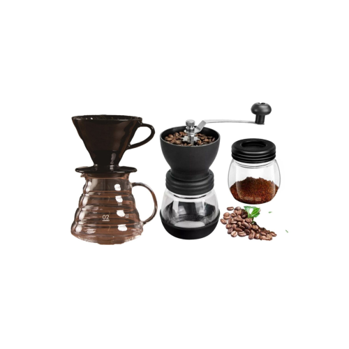 V60 Dripper  Cam Sürahi Değirmen Set