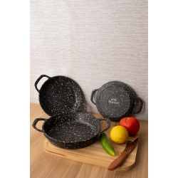 Berta 3'lü Set Döküm Silikon Siyah Granit Sahan Tava Seti 22cm-20cm-18cm