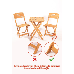 Balkon - Bahçe - Mutfak 3'lü Bistro Set 2 Sandalye 1 Masa