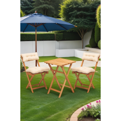 Minderli Balkon Bahçe Mutfak 3'lü Bistro Set Katlanır Masa sandalye 50x50