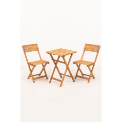 Minderli Balkon Bahçe Mutfak 3'lü Bistro Set Katlanır Masa sandalye 50x50