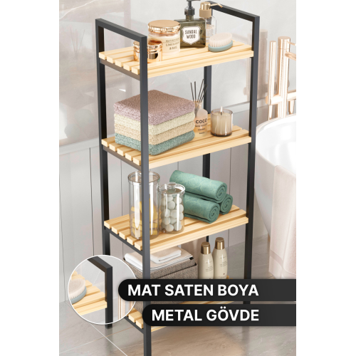 Banyo Düzenleyici Mutfak Rafı Banyo Dolabı Çok Amaçlı Dolap 4 Katlı Metal Mutfak Düzenleyici