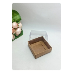 75 Adet 9x9x3 cm Asetat Kapaklı Kraft Kutu