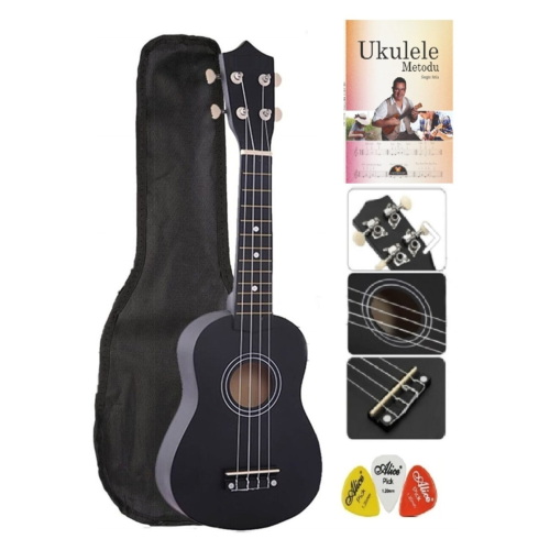 Soprano Siyah Ukulele Kılıf Metot Ve Pena 54 Cm