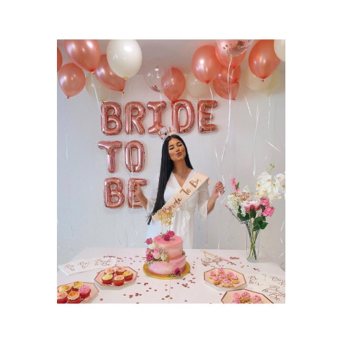 Bride To Be Yazılı Folyo Balon Konsepti Rose Gold Renkli Bekarlığa Veda Partisi Büyük Balon Seti