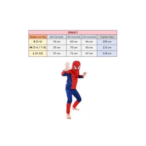 Spiderman Kostüm - Örümcek Adam Çocuk Kostümü - Maskeli Örümcek Adam Kostümü