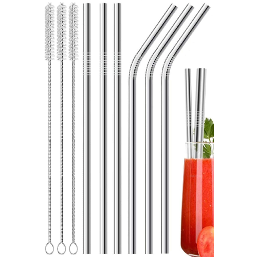 9 Parça Metal Pipet Seti Paslanmaz Çelik Pipet Ve Çubuk Pipet Temizleme Fırçası