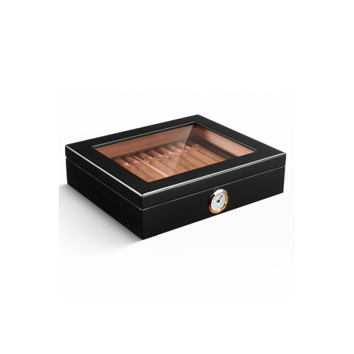 Siyah Camlı Kısa Humidor Puro Kutusu Rc06sy