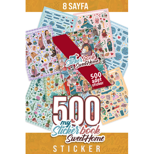 Sweet Home Sticker Set - 500 Adet Etiket - Ajanda, Günlük, Planlayıcı, Bullet Journal , Sticker Book